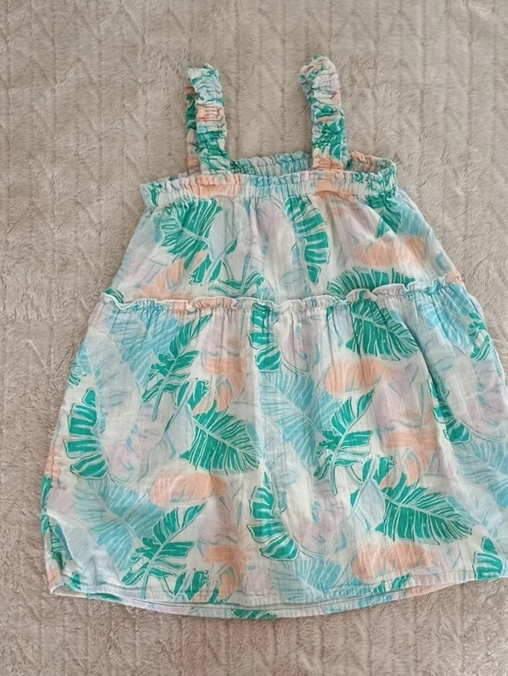Cat & Jack Multicolor Tropical Print Dress - Teal, Peach & Pink